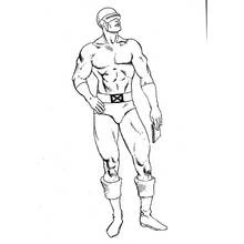 Coloriage Super-héros musclé en pose confiante