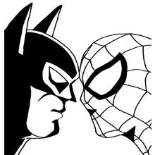 Coloriage Batman et Spider-Man face à face