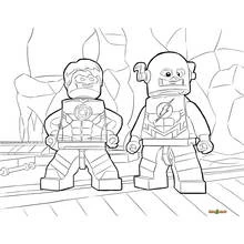 Coloriage Super héros Marvel version LEGO côte à côte