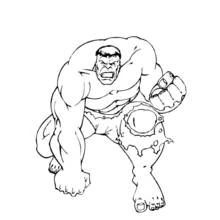 Coloriage Hulk chargeant avec le poing levé
