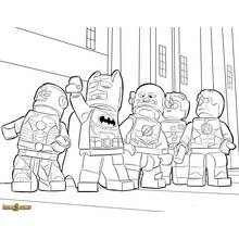 Coloriage Figurines Lego de super-héros réunies