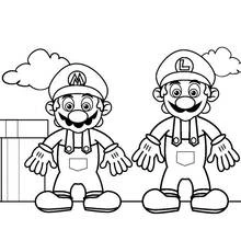 Coloriage Mario et Luigi côte à côte