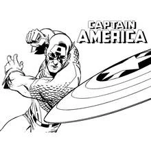 Coloriage Captain America en position de combat