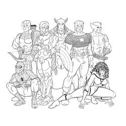 Coloriage Super-héros Marvel réunis en groupe