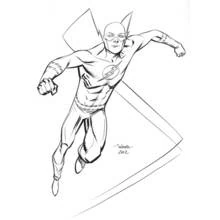 Coloriage Super-héros courant à toute vitesse
