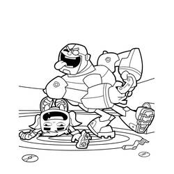 Coloriage Cyborg riant au-dessus de Changelin vaincu