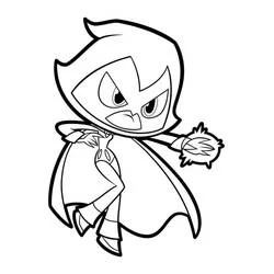 Coloriage Raven lançant un sort d'énergie sombre