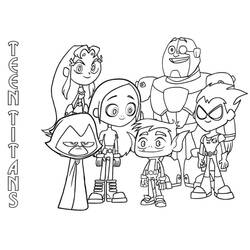 Coloriage Teen Titans Go réunis en groupe