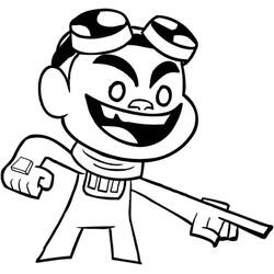 Coloriage Gizmo pointant du doigt avec un grand sourire