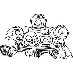 Coloriage Teen Titans Go prêts pour la nage avec palmes et lunettes