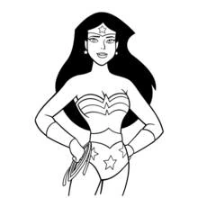 Coloriage Wonder Woman debout les mains sur les hanches