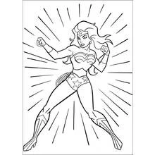 Coloriage Wonder Woman en position de combat