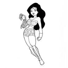 Coloriage Wonder Woman tenant son lasso