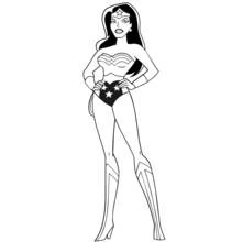Coloriage Wonder Woman debout mains sur les hanches