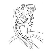 Coloriage Wonder Woman volant les poings levés