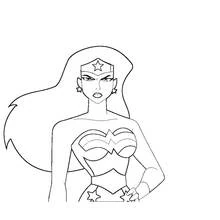 Coloriage Wonder Woman main sur la hanche