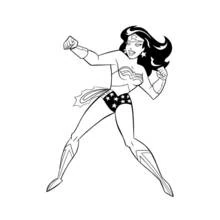 Coloriage Wonder Woman en position de combat