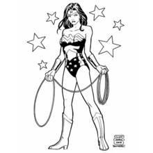 Coloriage Wonder Woman tenant son lasso