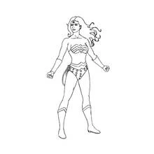 Coloriage Wonder Woman debout dans une pose confiante