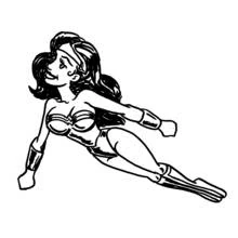 Coloriage Wonder Woman en plein vol