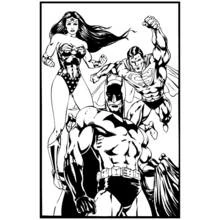 Coloriage Wonder Woman avec Batman et Superman