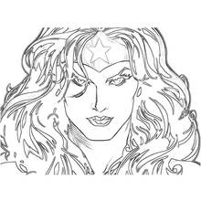 Coloriage Wonder Woman portrait en gros plan avec diadème étoilé