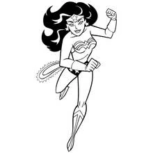 Coloriage Wonder Woman en position de vol