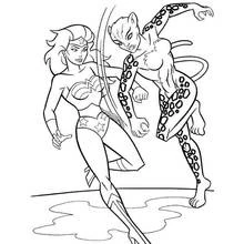 Coloriage Wonder Woman affrontant Cheetah