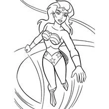 Coloriage Wonder Woman volant dans les airs