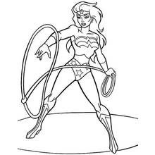 Coloriage Wonder Woman lançant son lasso
