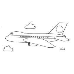 Coloriage Avion survolant les nuages