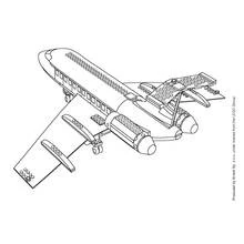 Coloriage Avion Lego avec motif de briques détaillé