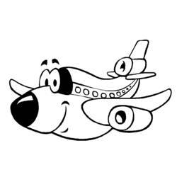 Coloriage Avion souriant avec de grands yeux