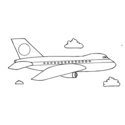 Coloriage Avion volant parmi les nuages