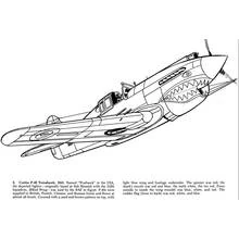 Coloriage Avion de chasse Curtiss P-40 Tomahawk