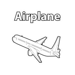 Coloriage Avion avec le mot Airplane