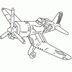 Coloriage Skipper l'avion militaire de Planes