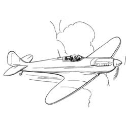 Coloriage Avion de chasse gris métallisé à pilote