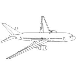 Coloriage Avion de ligne en plein vol avec réacteurs visibles