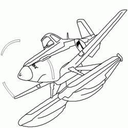 Coloriage Avion hydravion en plein vol