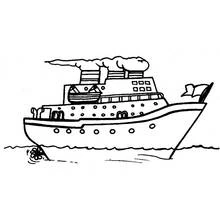 Coloriage Bateau de croisière voguant sur la mer