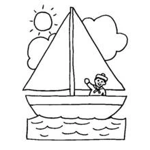 Coloriage Marin saluant depuis un bateau à voile