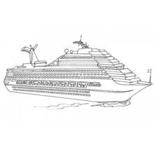 Coloriage Bateau de croisière naviguant en mer