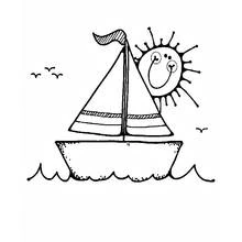 Coloriage Petit bateau et soleil souriant