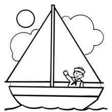 Coloriage Marin saluant depuis son bateau