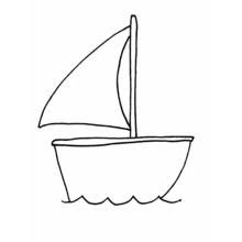 Coloriage Petit voilier à voile triangulaire et mât
