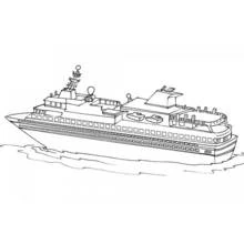 Coloriage Bateau de tourisme naviguant en mer