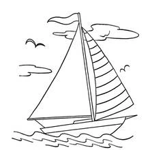Coloriage Bateau à voile naviguant sur les vagues