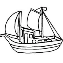 Coloriage Bateau de pêche à deux voiles
