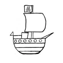 Coloriage Bateau pirate au drapeau tête de mort
